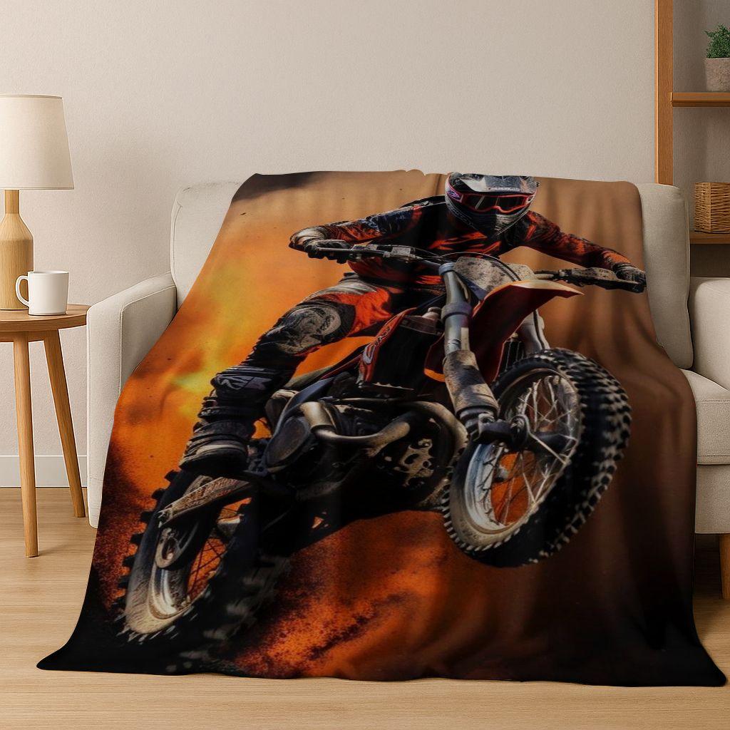 Personalized Motorcycle Rider Motorbike Art Flannel Blanket,Cozy Soft Throw Blanket for Home Bedroom Bed Sofa Picnic Cover Gift