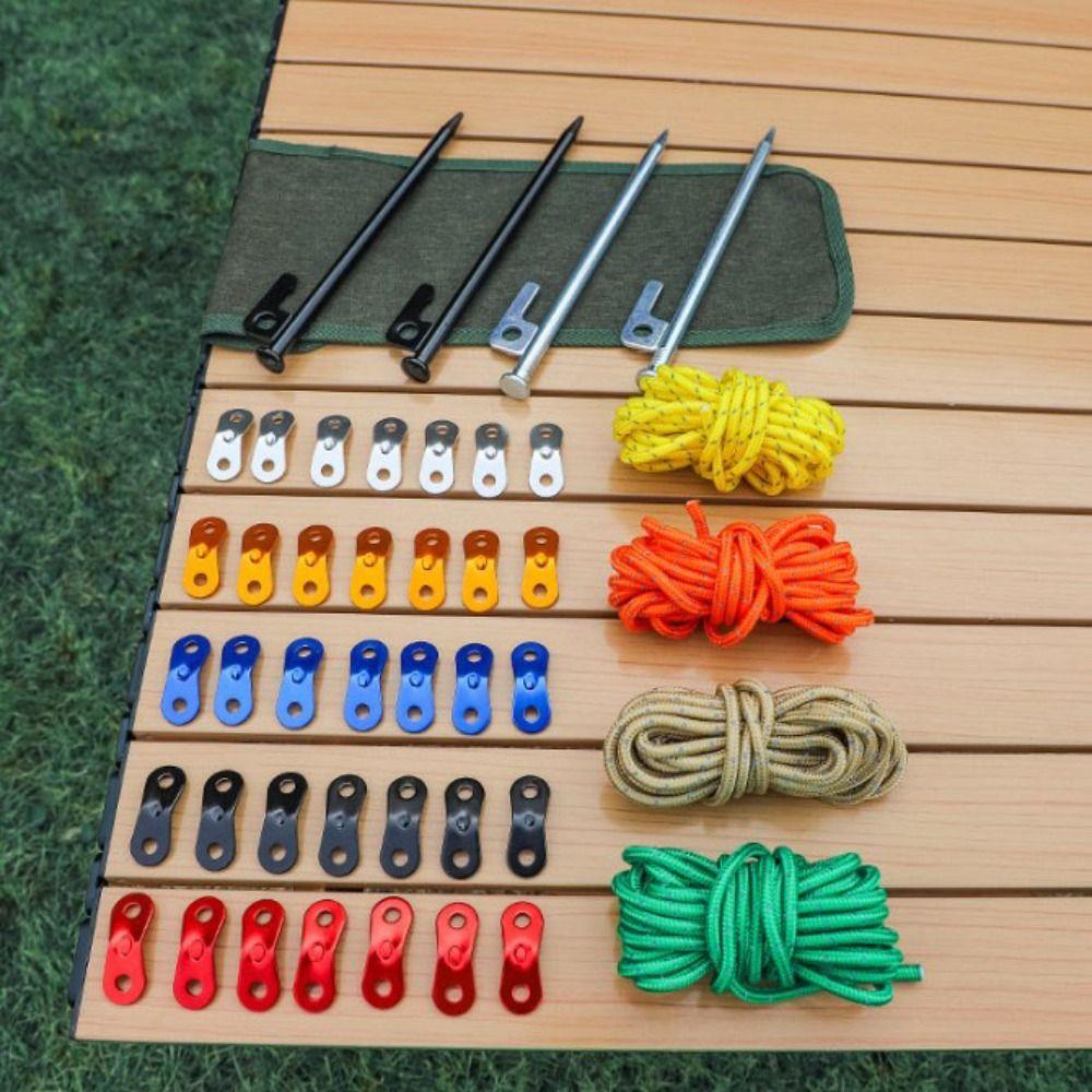 4mm Outdoor Tent Guyline Ropes Aluminum Alloy with 2 Holes Adjuster Tensioner Adjustment Buckles 4M Length