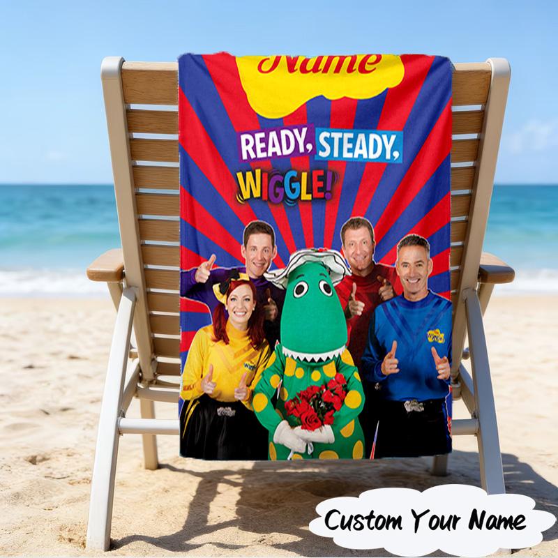 1PC Custom Name Beach Towel Ready Wiggle Beach Towel, Suitable for Camping, Travel, Beach Accessories, Super Absorbent, Family Gift