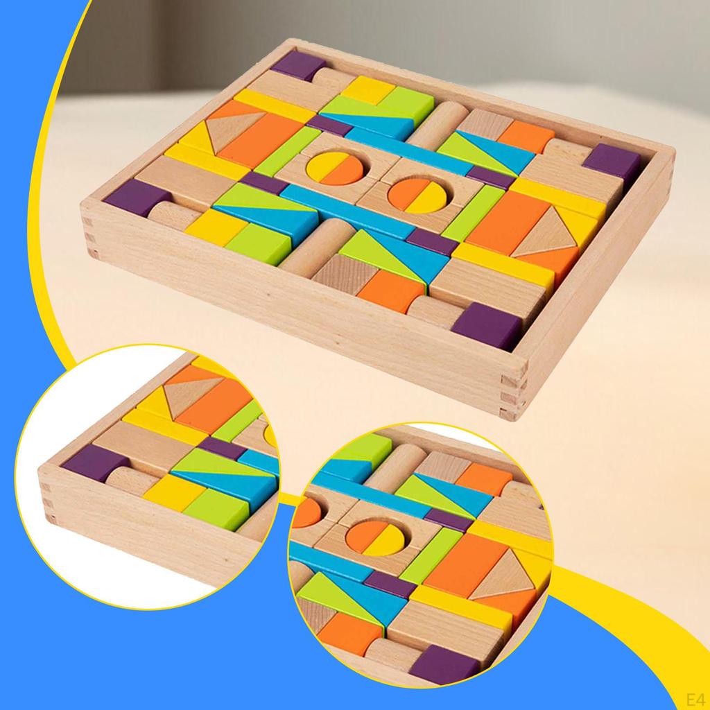 Wood Building Blocks Early Education Toy Birthday Gifts for Boys Girls Construction Toys DIY Home