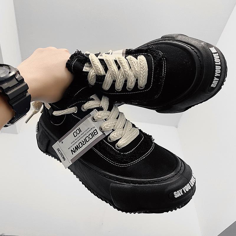 

Мужские парусиновые туфли на толстой подошве, низкие, модель «Хлеб» - стиль гонконгской звезды 39 чёрный