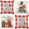 Christmas Gift Pillowcase Linen Digital Print Christmas Snowman Pillowcase Sofa Decorative Back Pillowcase