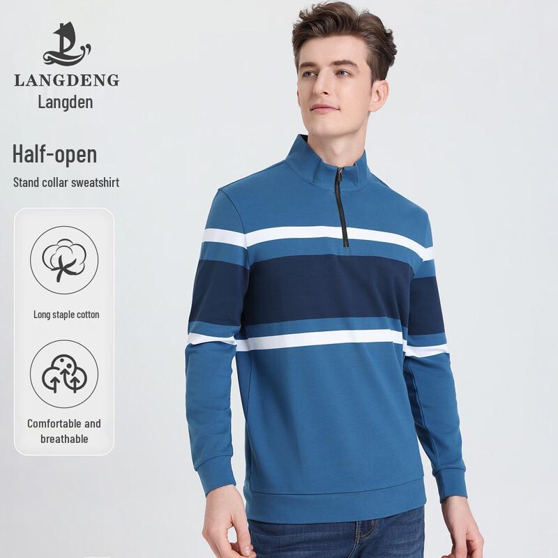 Langdeng Men s Half-Zip Stand Collar Casual T-Shirt 2XL