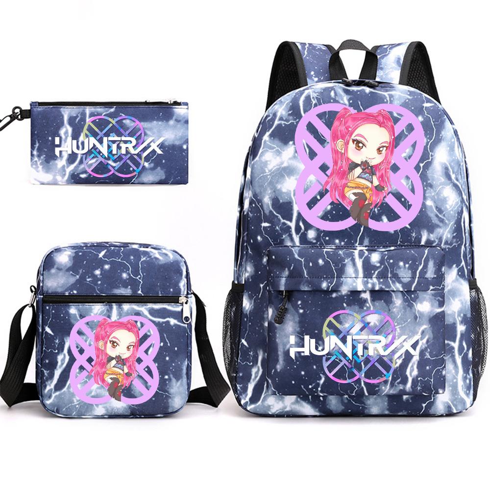3Pcs/set Backpack with Shoulder Bag Pencil Case for Teenager Student Boy Girl School Bag Anime Printed Large Capacity Waterproof Bookbag Kid Gift