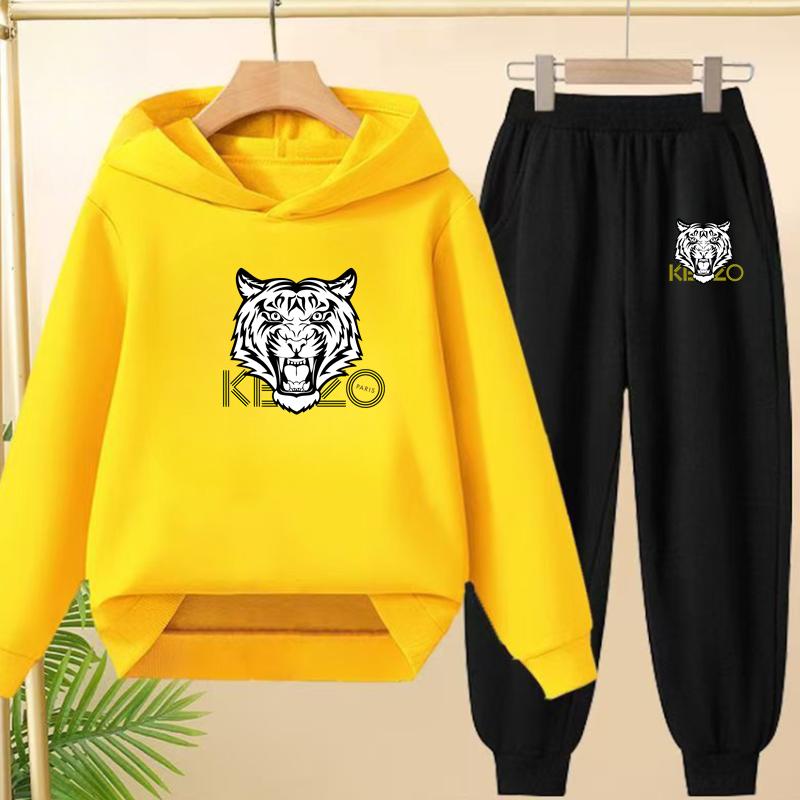 Children's 3-12Yrs Tiger print Pullover Hoodie Boys Girls Toddler Sweatshirt+Trousers Casual Fashion Charming Sports Jogging Set
