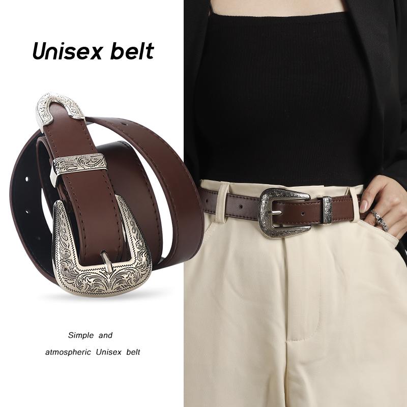 Unisex Vintage Belt European Style Casual Buckle Belt for Men and Women All-Purpose Adjustable Fashion Accessory