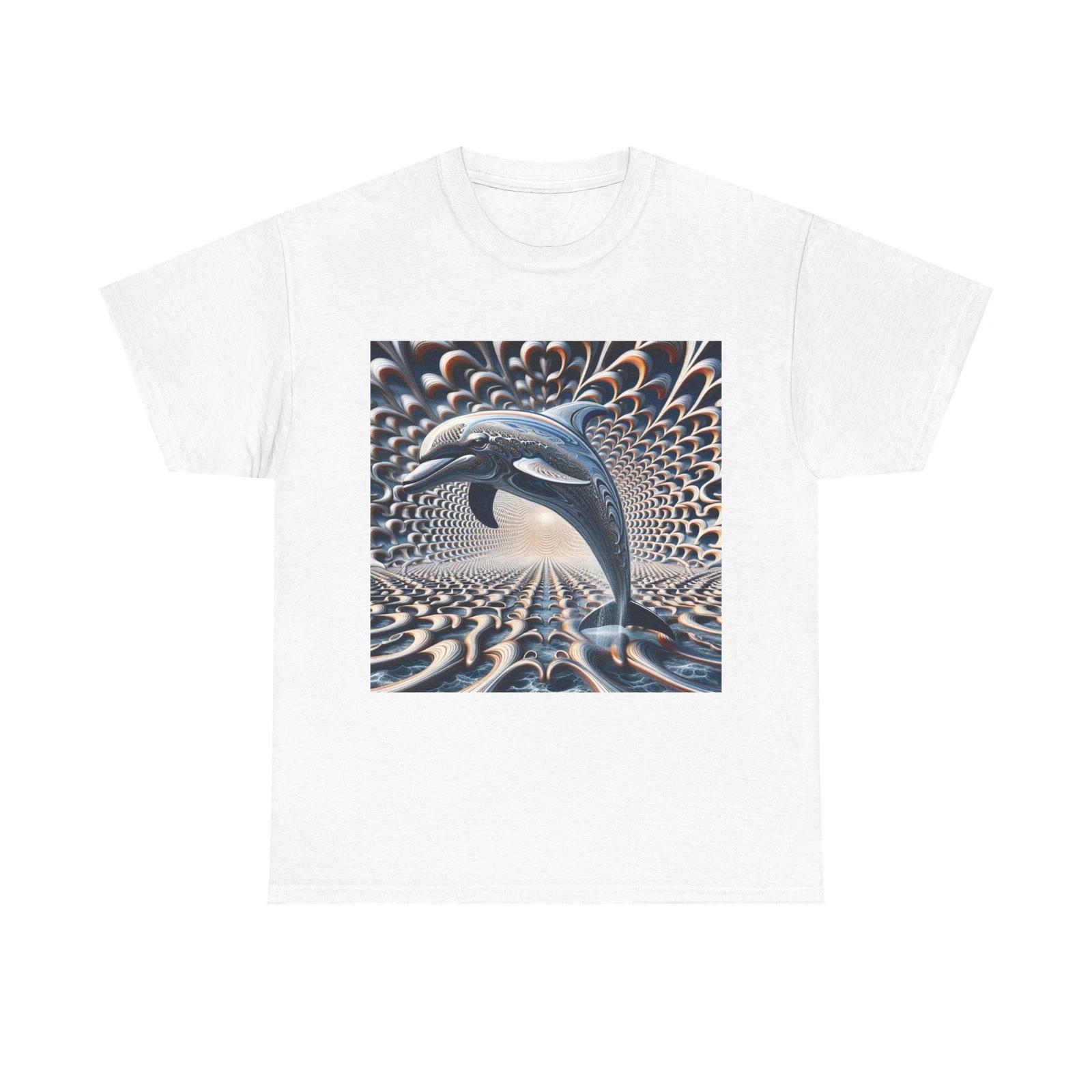 Unisex Adult T Shirt Melted Mirror Dolphin Paradox L