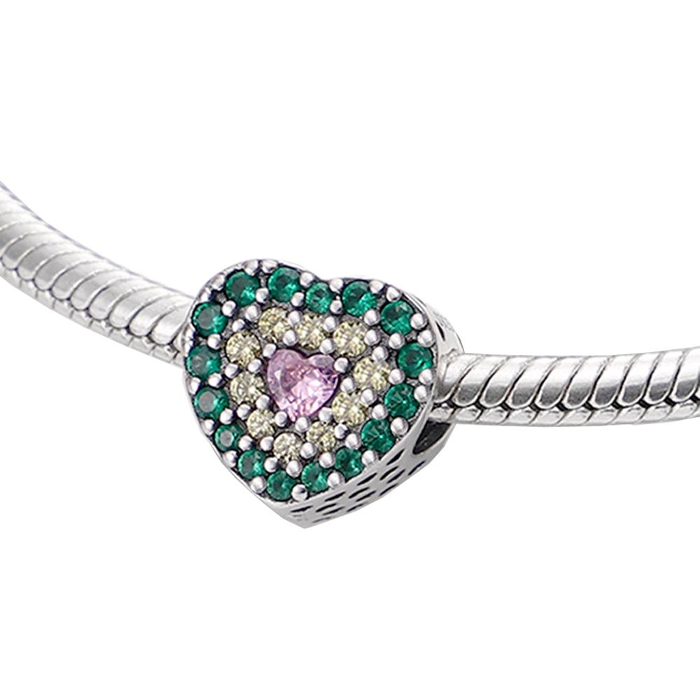 Perles breloques cœur étincelant en diamant tendance pour femmes pour DIY bracelet femme collier cadeaux bijoux de mode doux et romantique