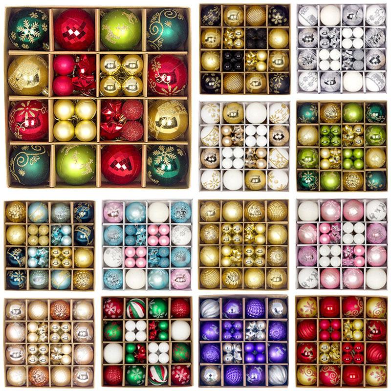 44 Pcs Christmas Ball Gift Box Christmas Tree Ornaments Colorful Balls Christmas Plastic Spherical Shaped Pendant Baubles/Ball