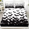 Halloween Fledermaus 3-teiliges Bettset - Gothic-Druck, 100% Polyester Atmungsaktive Laken & Kissenbezüge