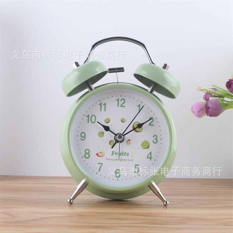 Fashion creative 1 inch metal bell alarm clock, silent clock, student bedroom bedside luminous clock