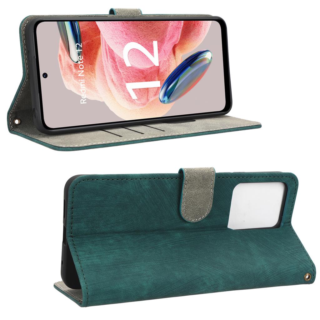 For Xiaomi Redmi Note 12 4G PU Leather Wallet Flip Case RFID Blocking Stand Phone Cover with Strap