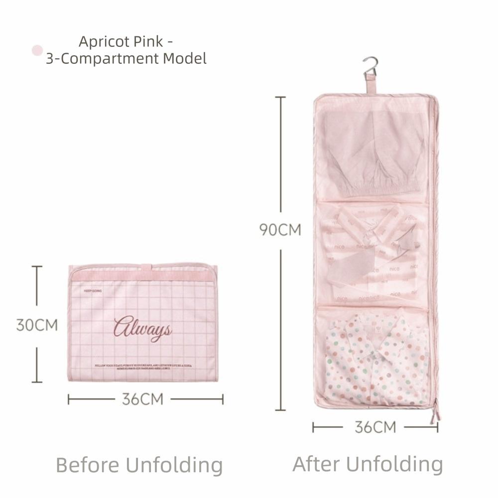 Breathable Hanging Storage Bag Foldable Closet Organizer Bag Bathroom Accessories Pink-3 Layer