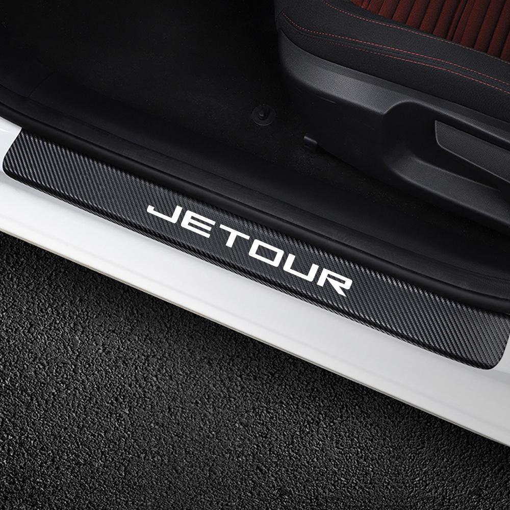 4ks Samolepky z uhlíkových vláken na prah dveří auta Pro JETOUR X70 X90 PLUS X70S X70M X95 Samolepka s ochranou proti poškrábání