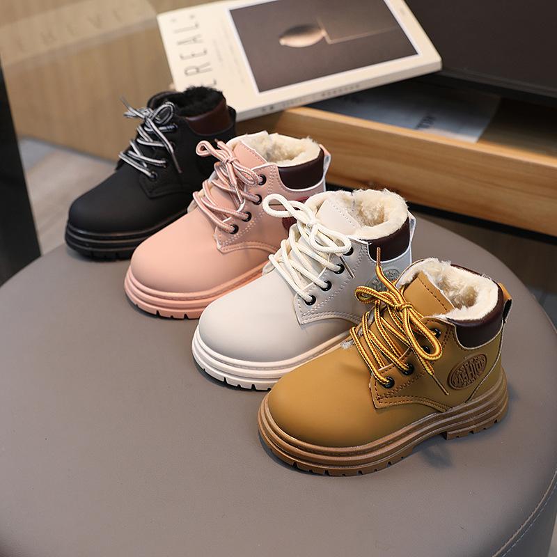 Kinder Martin Stiefel Winter Samt Verdickte Jungen und Mädchen Warme Baumwollstiefel Mittlere und Ältere Kinder Rutschfeste Kurze Stiefel Babystiefel