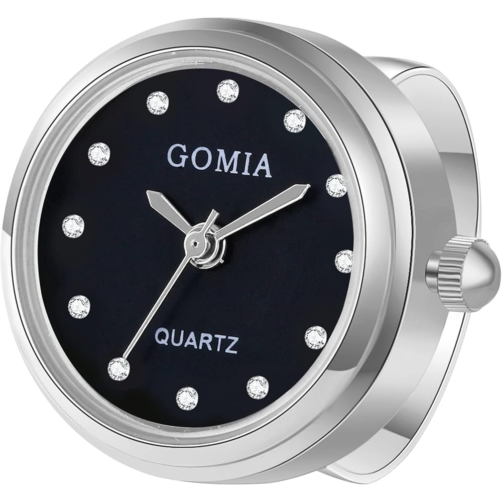 Silver and Black Women s Analog Ring Watch with 3ATM Waterproof, Free Size Fashion Accessory