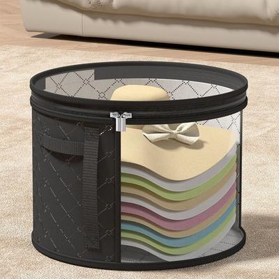 Foldable Hat Storage Bucket Large Capacity Clear Brim Hat Storage Bag Moisture-Proof Transparent Clothing Hat Storage Bag