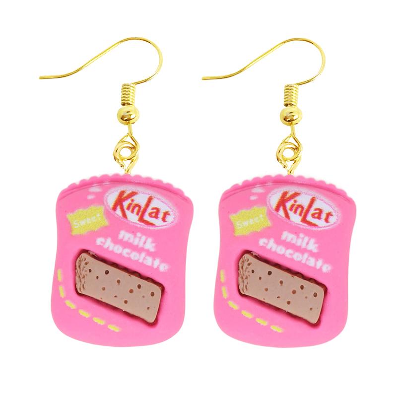 Women Earring Resin Drop Funny Custom Cute Girls Eardrop Kids Chocolate Strawberry Hamburger Dog Mushroom Broccoli Coffee