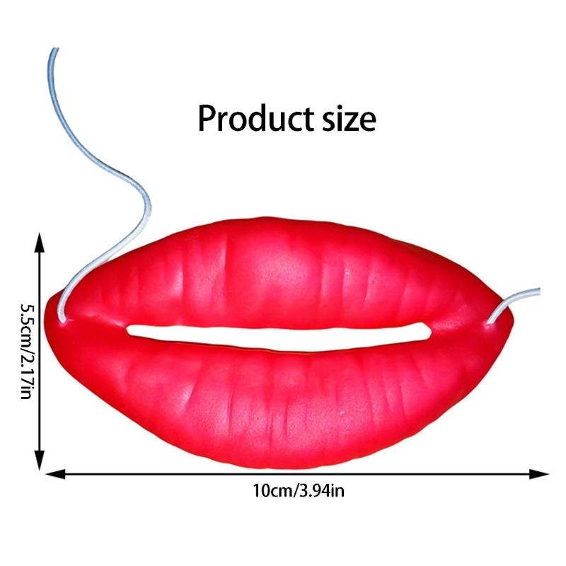Oversized Lip Party Mask Costume Accessory with Elastic Cord for Photo Booth Use and Stage Gag Costume Wear, Set of 2