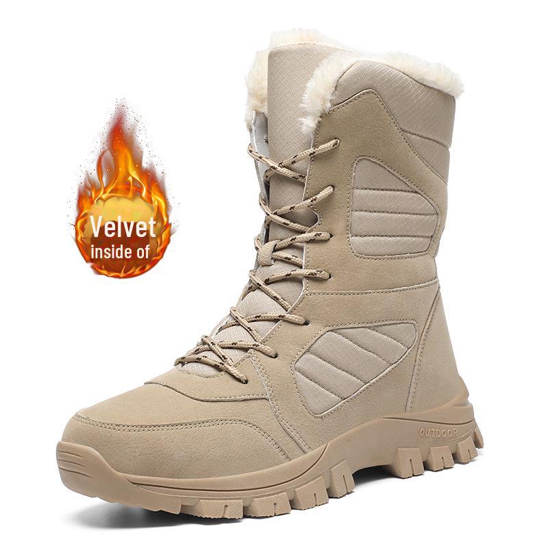 Men's Winter Adventure High-Top Combat Boots - Large Size, Warm, Outdoor Desert & Mountaineering