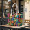 Colorful Tribal Face Pattern Tote Bag Stylish Casual Daily Use Shoulder Handbag for Women Lightweight Trendy Outdoor Shopping Carry Bag