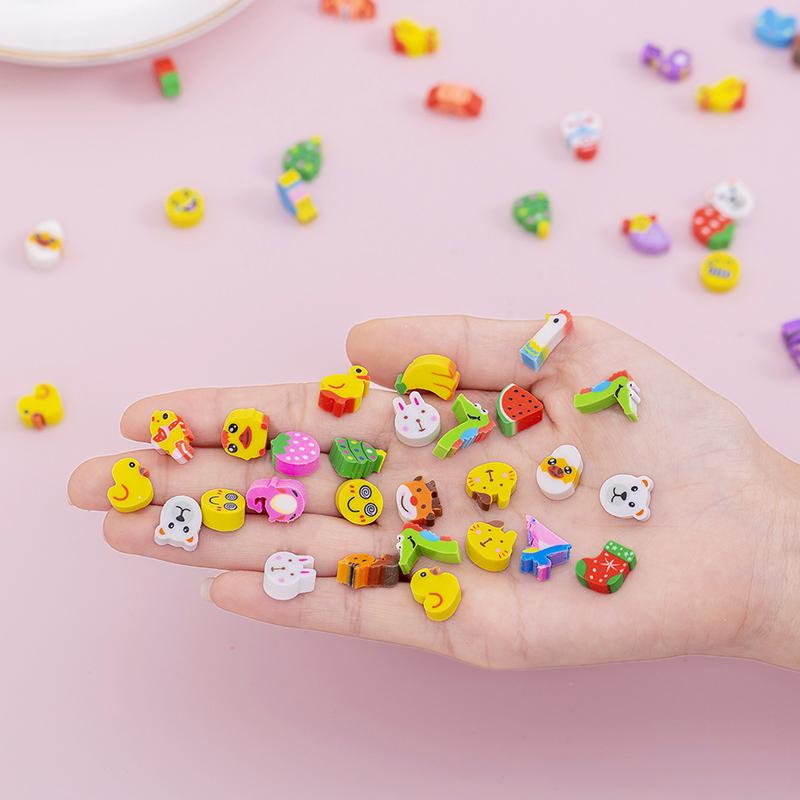 20~400pcs Mini Eraser Cartoon Fruit Animal Pattern Bulk Office Educational Supplies Student Stationery Classroom Prizes TMZ
