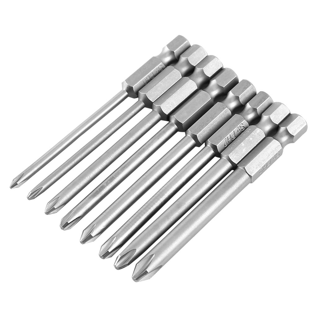 8pcs 75mm 14" Shank Magnetic Long Hex Cross Head Screwdriver Bits Set
