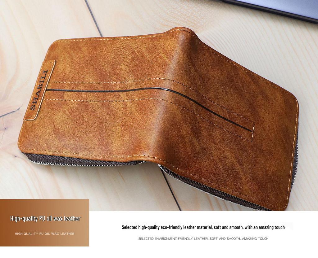 Men's Korean-Style Fashion Wallet: Classic, Large-Capacity, Multi-Card, Horizontal Zipper Design