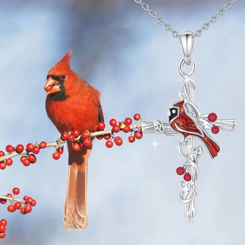 Fashion Redness Bird Pendant Necklace Drop Earring Rings Unique Animals Keychain Keyring Clavicle Chain Vintage Jewelry