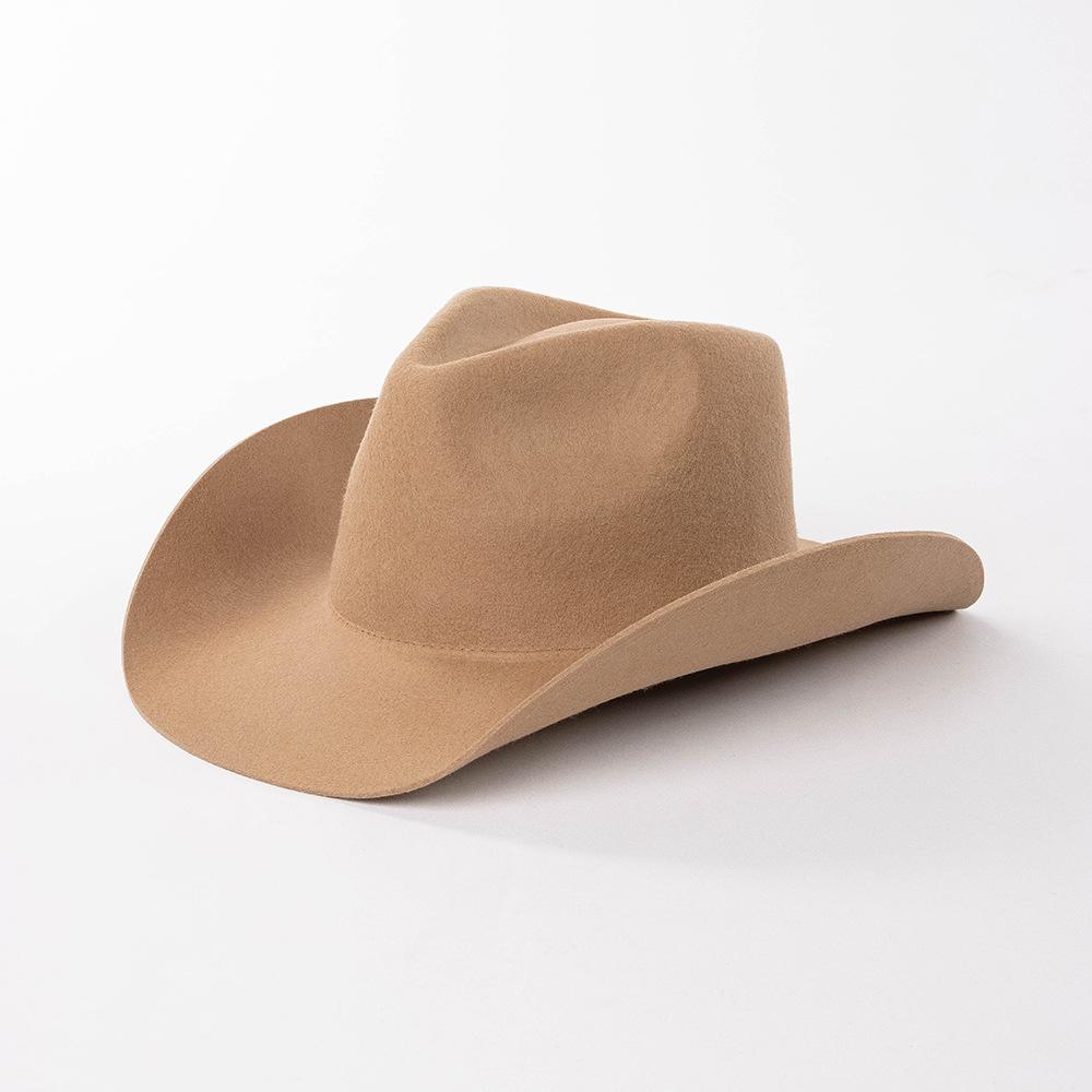 Chapeau de cowboy automne et hiver nouveau chapeau de cowboy en feutre de laine blanc chapeau jazz mode décontractée européenne et américaine chapeau de cowboy bouclé