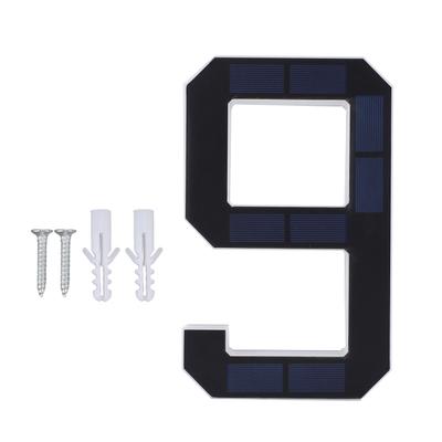 LED House Number 9 Solar Powered Auto Light Sensing Water Proof Backlit Illuminated Address Number for Home Store