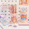 Creative Foldable Cartoon Pen Holder - Round Plastic Desktop Storage for Office & Study