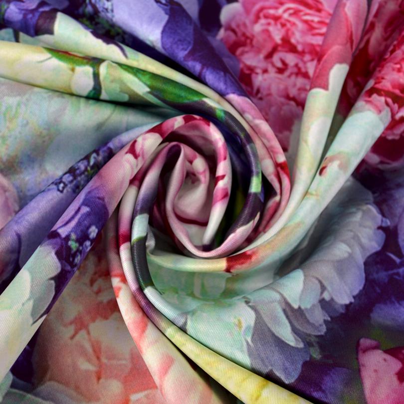 [BYSIFA] Fashion Silk Scarf Shawl Women  New Chinese Style Purple Rich Peony Scarves Spring Autumn Buttons Long Scarves