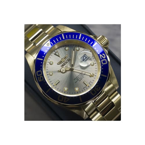 Invicta Pro Diver Quarz Uhr, 40mm Gehäuse, Goldenes Edelstahlarmband, Goldenes Zifferblatt, 14124, Herren, Offiziell importiert