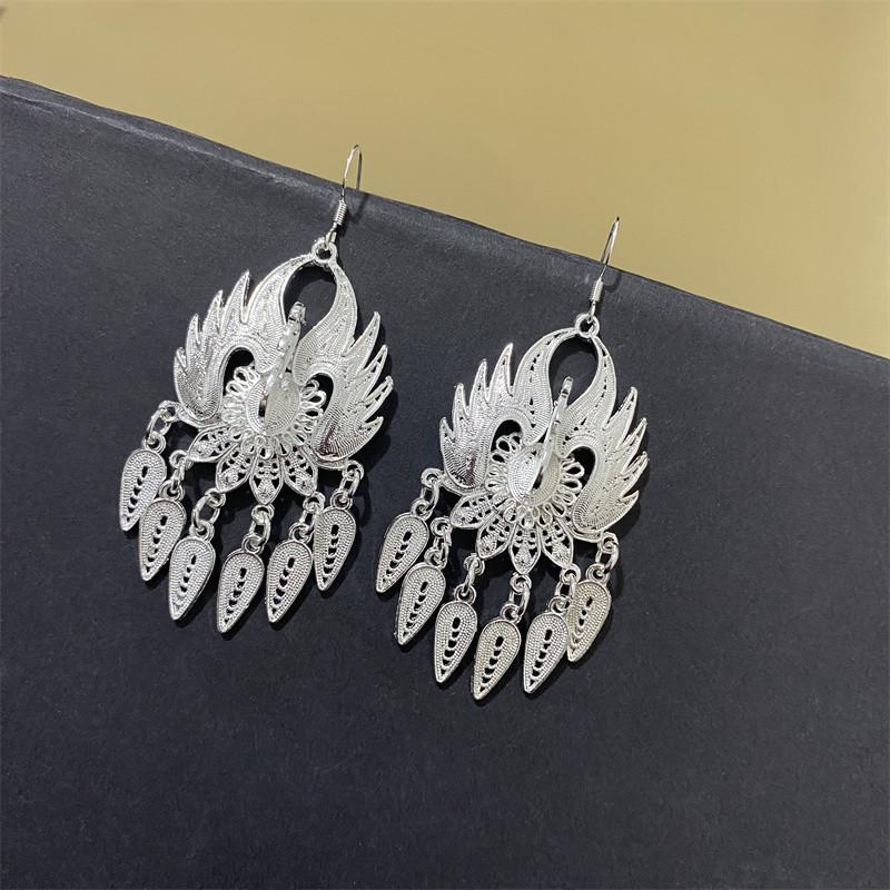 Ethnic style earrings Alloy silver-plated Miao ethnic minority Dong Yi earrings Earrings
