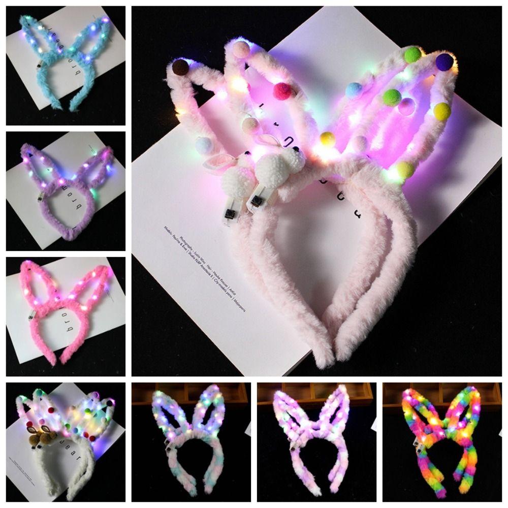 Luminous Rabbit Ears Glow Hair Band Fashion Plush Hair Hoop LED Lights Headband  Concert Prop