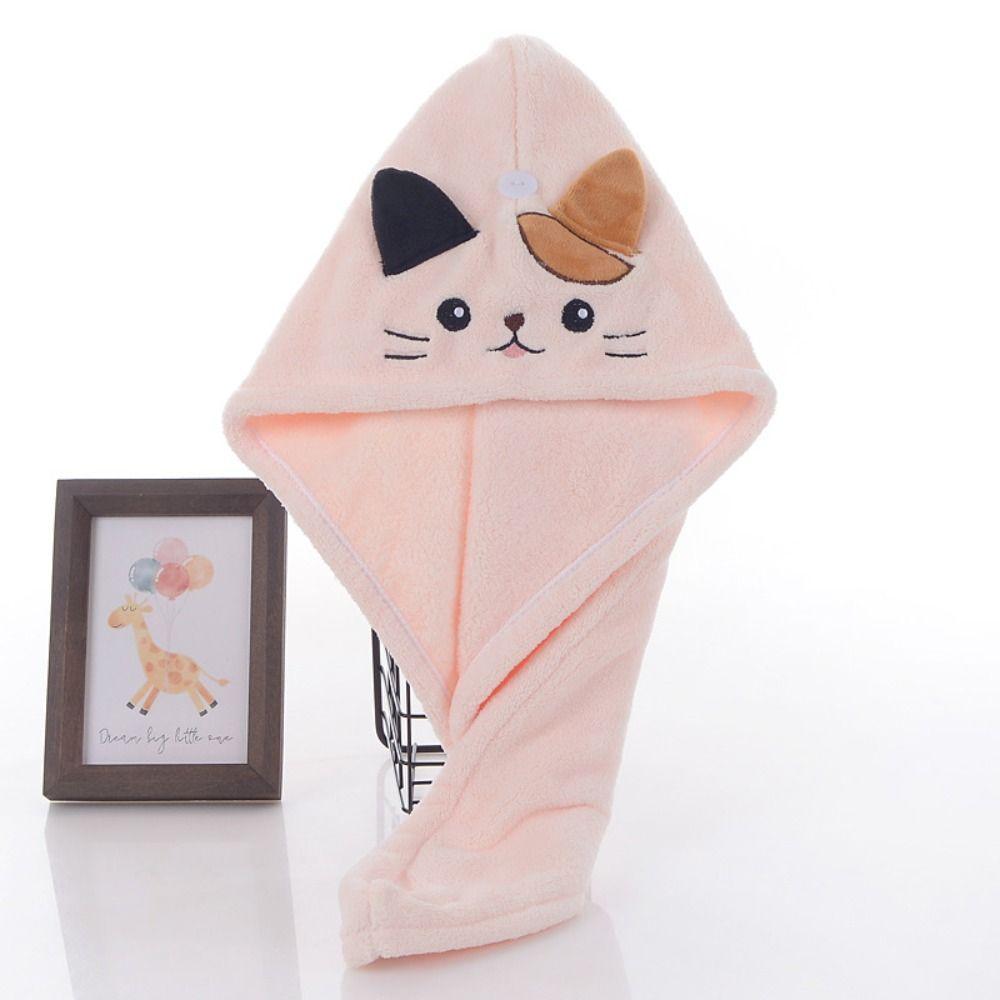 No Shedding Dry Hair Cap Cute Kitty Microfiber Hair Drying Wrap Bath Hats Drying Hair Towel  Women