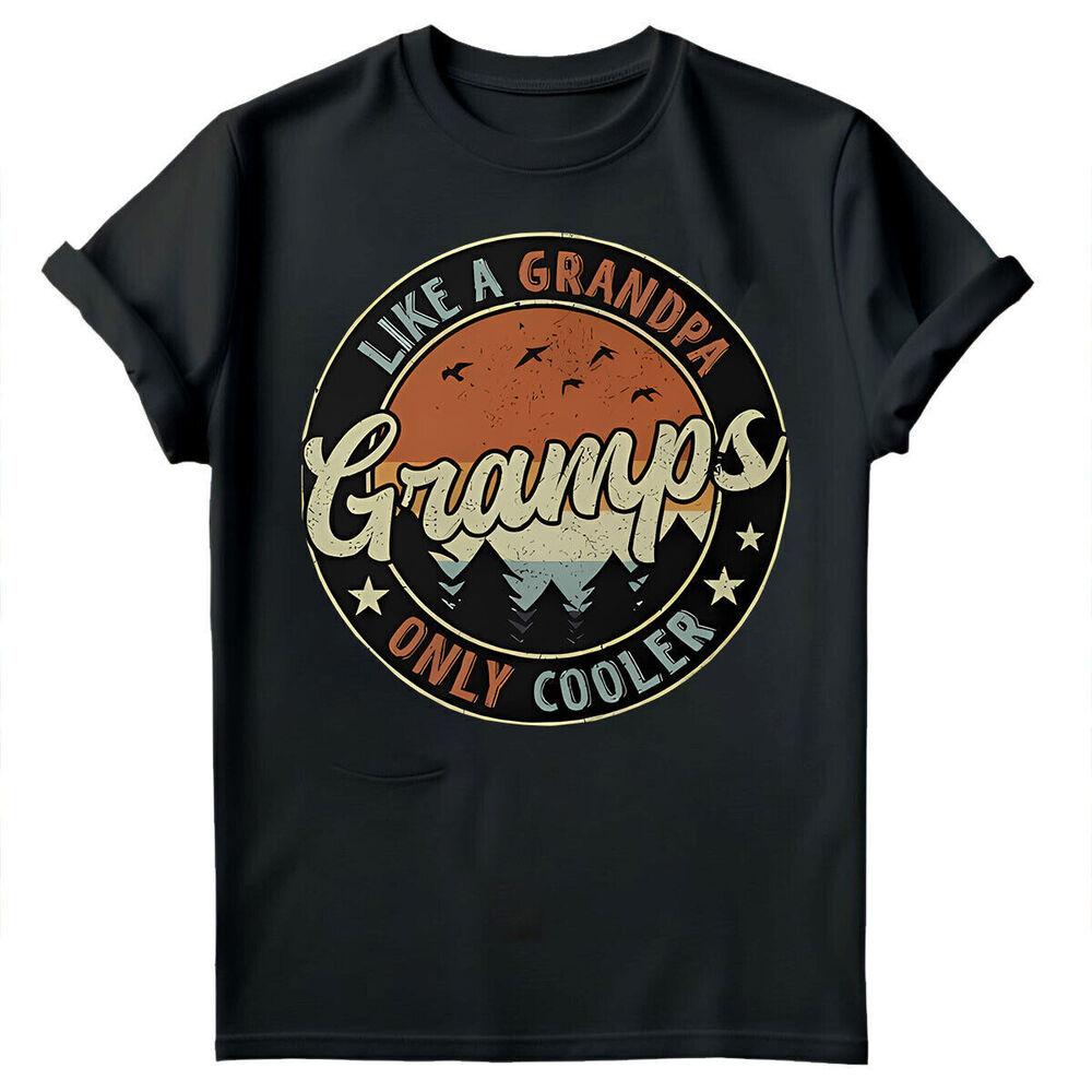 

Gramps Like A Grandpa Only Cooler Fathers Day Funny Retro Mens T-Shirts Top #FD M