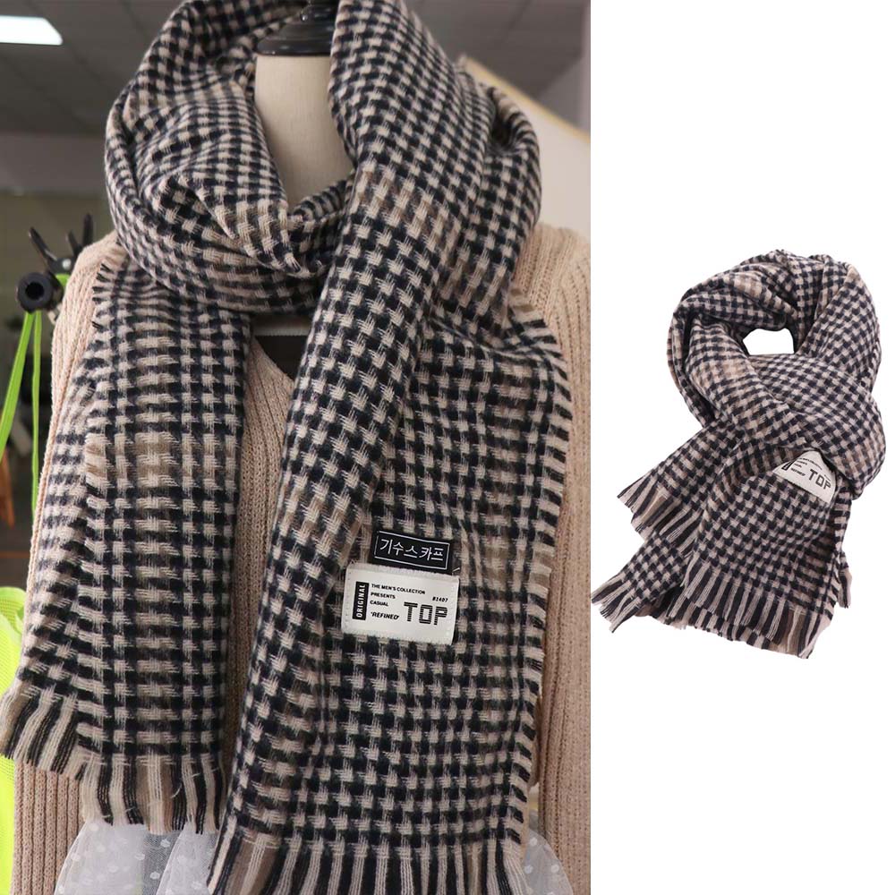 Casual Winter Plaid Scarf Korean Checkered Scarf High Quality Men's Plaid Scarf Gifts