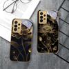 The noble lotus flower For Samsung A 01 52S A04 A05S A10 A12 A13 22 23 24 36 42 M02 Note 10 20Ultra 8 9 Golden glass phone case