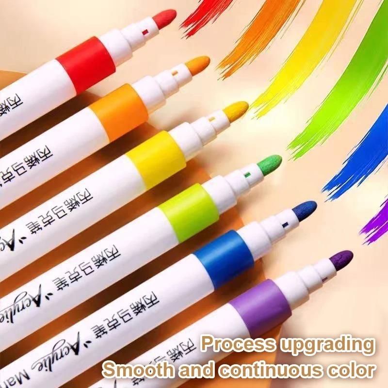 24/36/48 Colors Acrylic Paint Pens Markers for Wood Rock Painting Canvas Stone Glass Metal Ceramic Surfaces DIY Crafts
