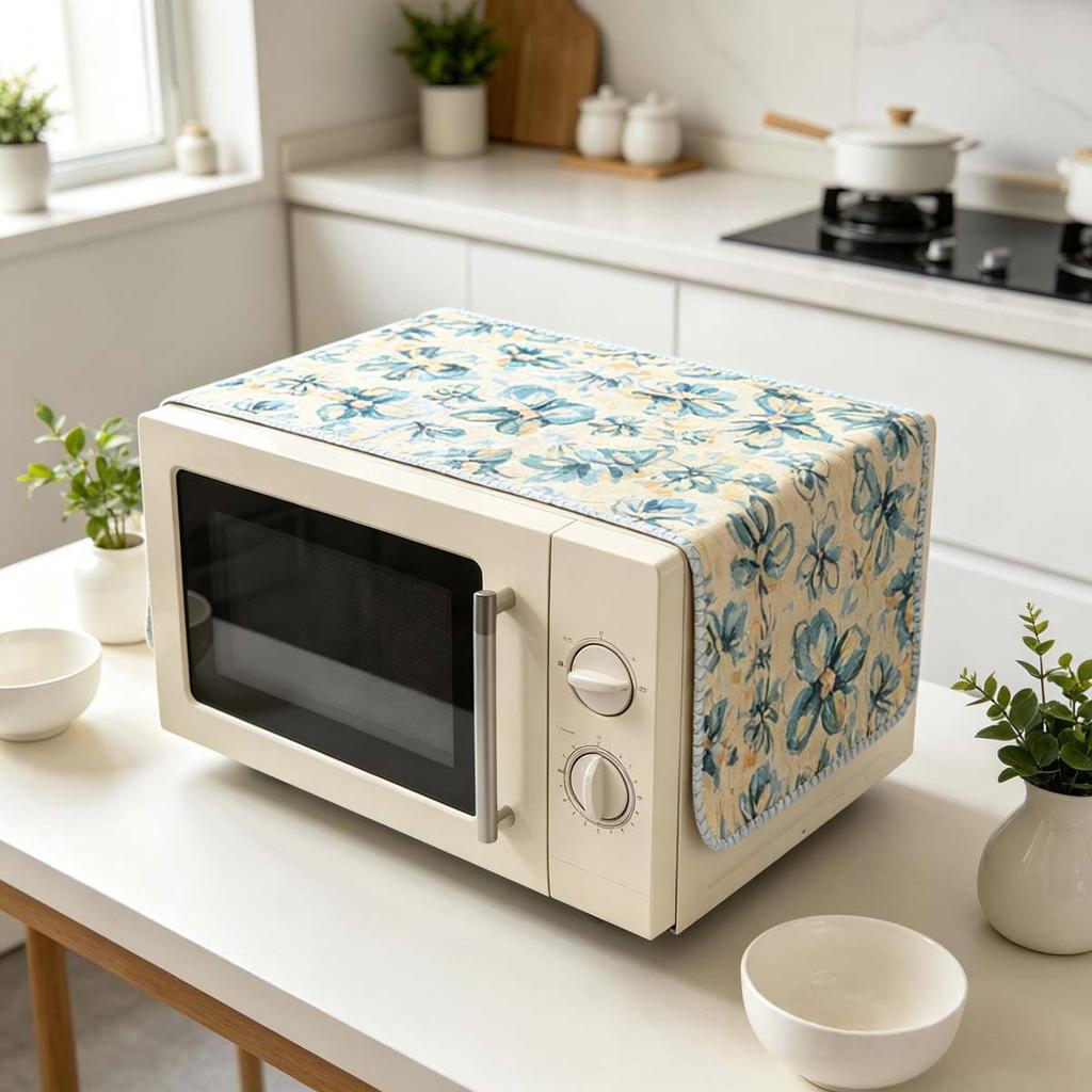 30x90cm Easy to Install Cotton Linen Microwave Dust Cover Anti Dust Cover