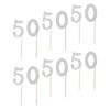 50 Set 50 Cupcake Topper Silver Glitter Practical 50th Cupcake Toppers Happy Birthday Cake Topper for Anniversary