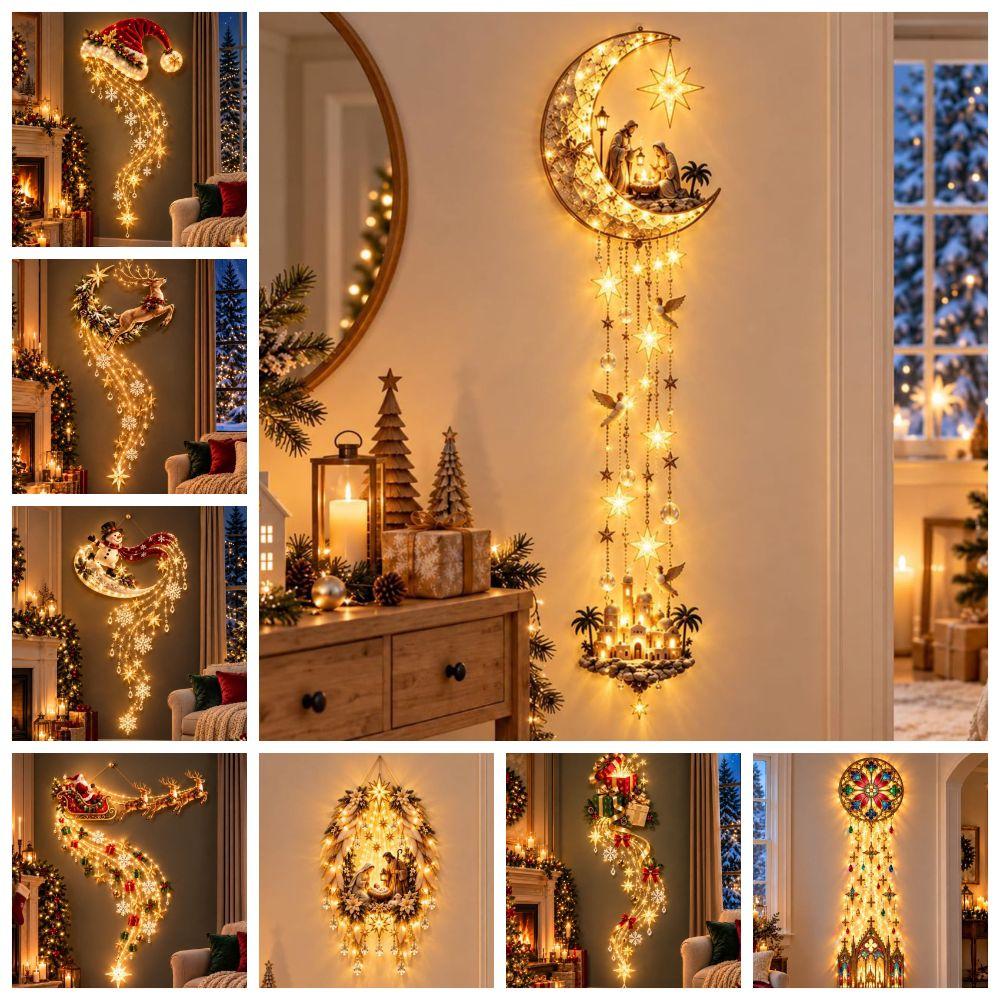 LED Angel Blessing Wall Light Starglow Cascading Glowing Star Light Christmas Holiday