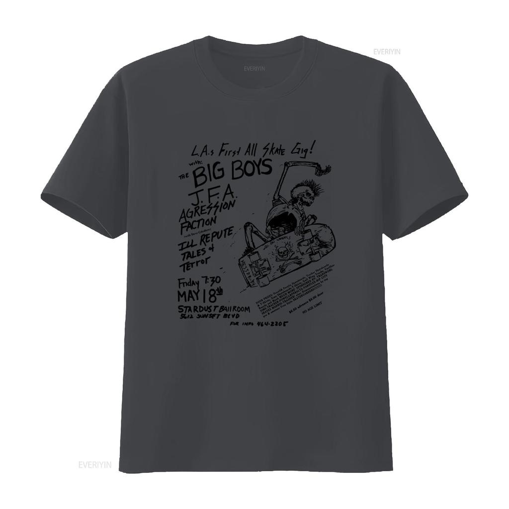 Big Boys JFA Aggression Faction Vintage Flyer Skate Gig T shirt Retro Punk Rock Style vintage Washed Stylish streetwear fashion