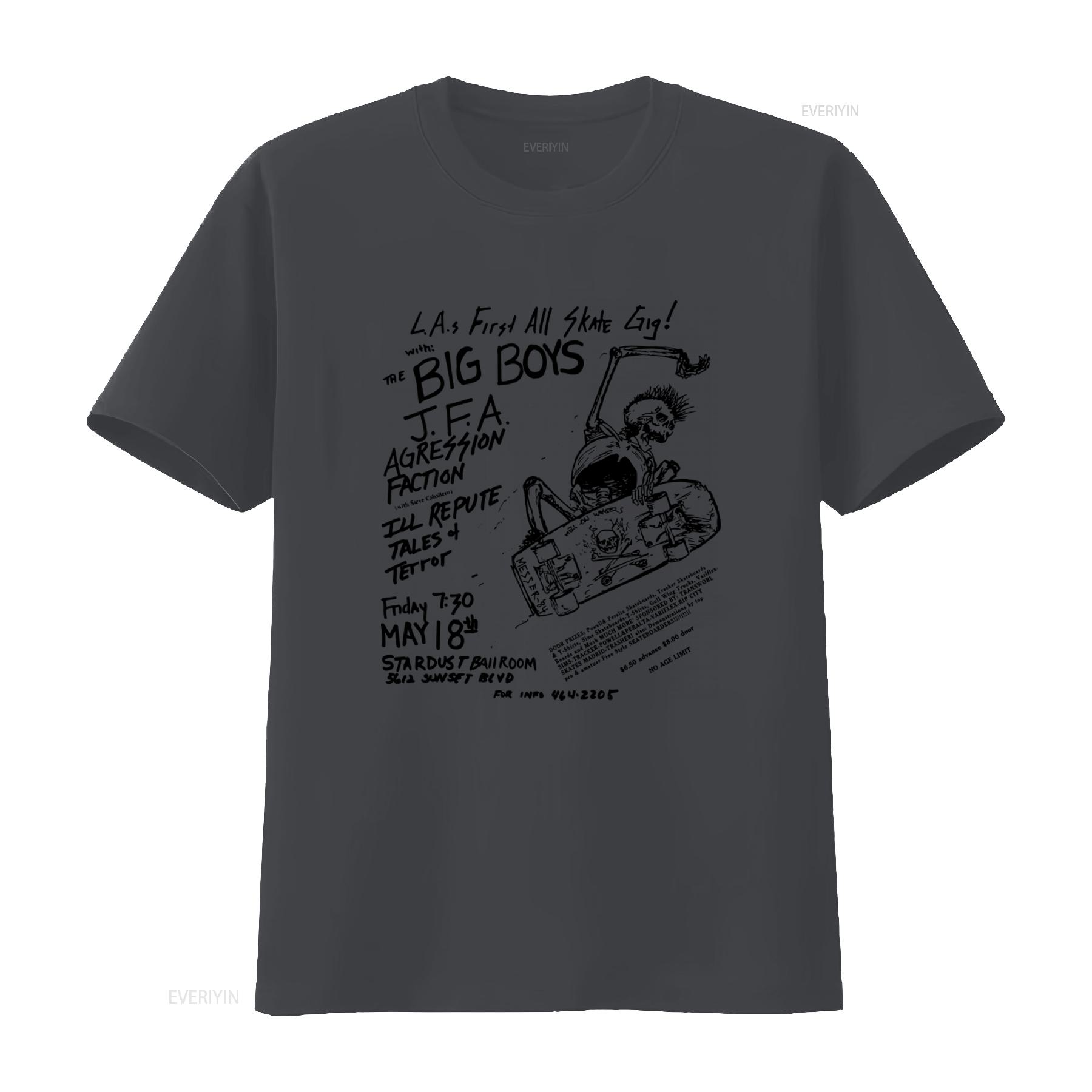 

Big Boys JFA Aggression Faction Vintage Flyer Skate Gig T shirt Retro Punk Rock Style vintage Washed Stylish streetwear fashion 4XL