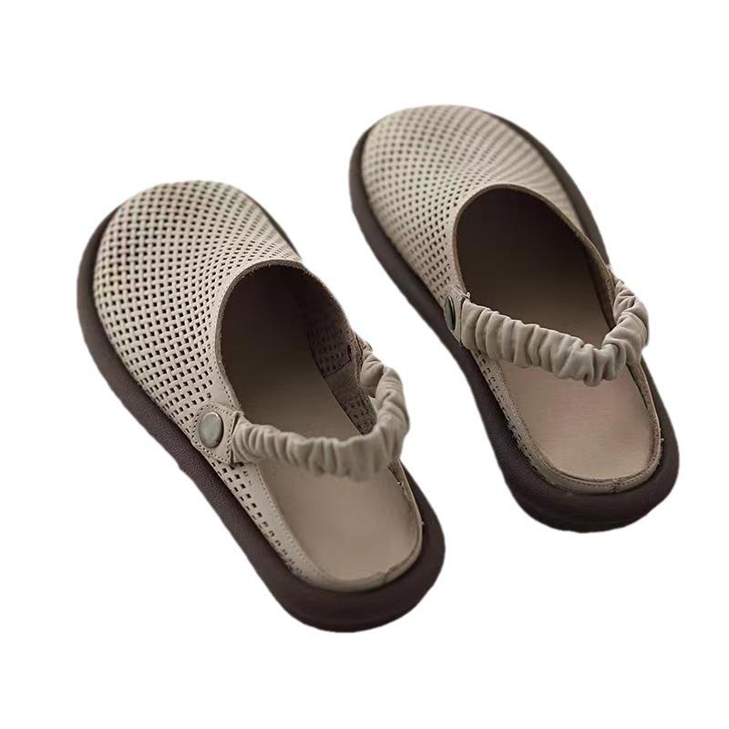 Sandale Baotou pentru femei, vară nouă, talpă plată, talpă moale, confortabile, pantofi cu găuri detașabile, jumătăți de papuci, papuci cool pentru femei