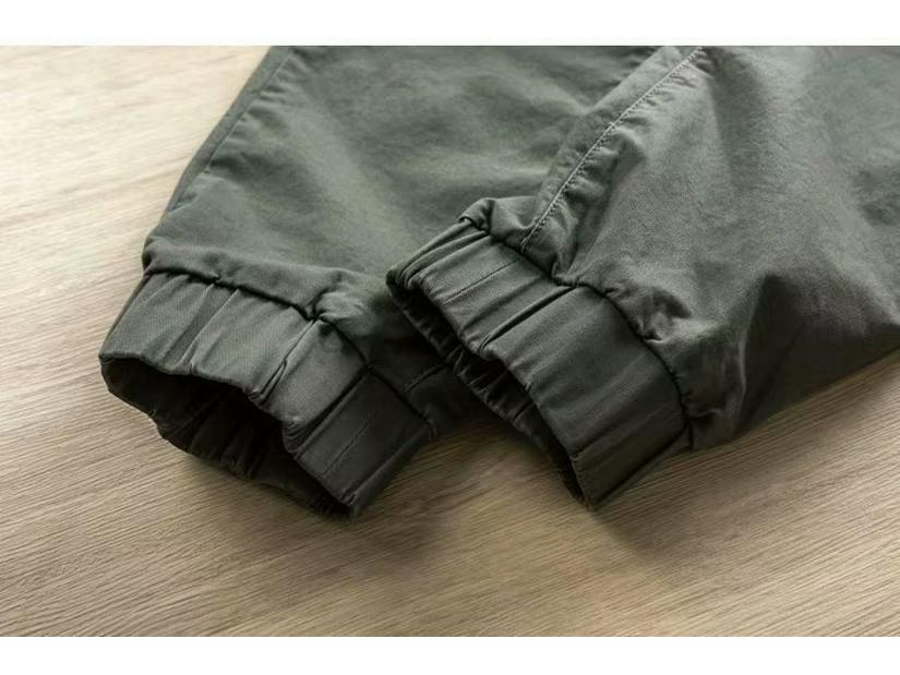 Men's Trendy Korean Solid Color Cuffed Overalls - Casual Spring/Autumn Loose Work Pants