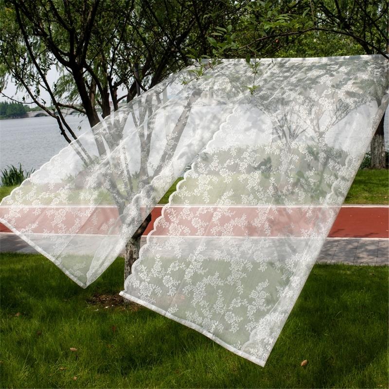 Elegant Rose Lace Curtains 63 Inches Long Florals Embroidery Window Panels for Bedroom Light Filtering Privacy