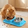 Anti-Overturning Stainless Steel Pet Bowl Oblique Mouth Pet Water Dispenser  Puppy Feeding